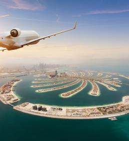 Aeroplane flying over Atlantis Palm Dubai